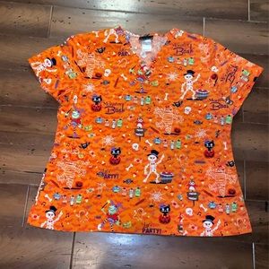 Cherokee Women’s Halloween Scrub Top 2XL